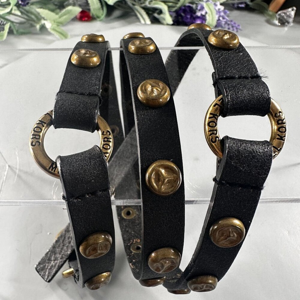 Michael Kors D Ring Statement Belt Skinny Studded Leather Accent Accessories - Picture 2 of 12